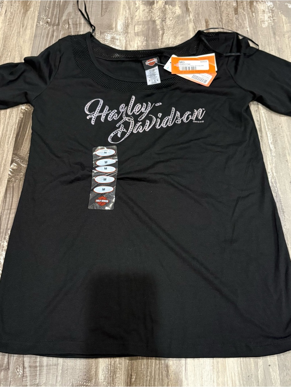 Harley-Davidson Black Scoop Neck Short Sleeve Tee with Script Logo
